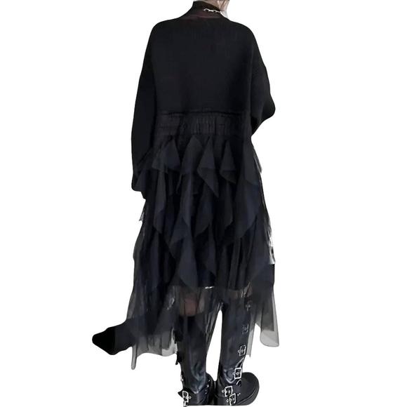 NEW MADONNA & CO. tulle trim sweater dress in black - Picture 3 of 5